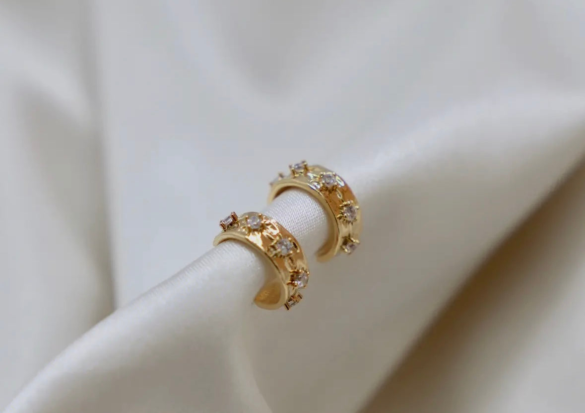 Cz Gold Star Hoops