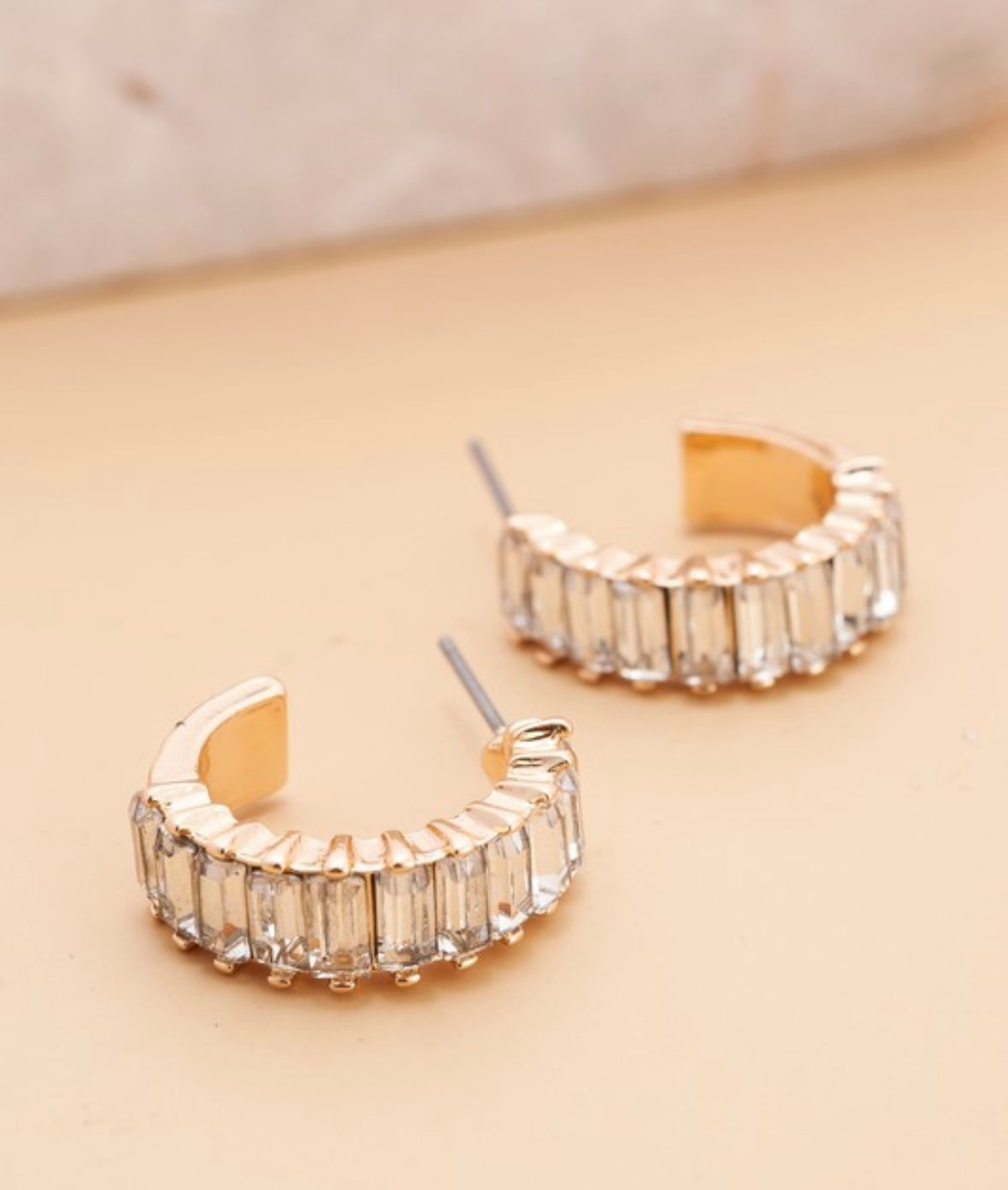 Baguette stone earrings