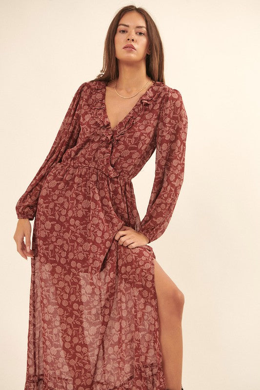 Chiffon Ruffled Maxi Dress