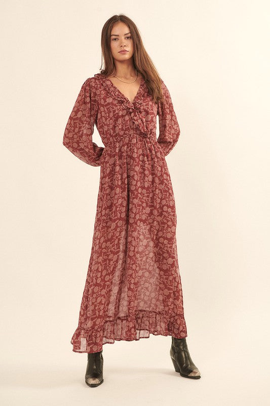 Chiffon Ruffled Maxi Dress